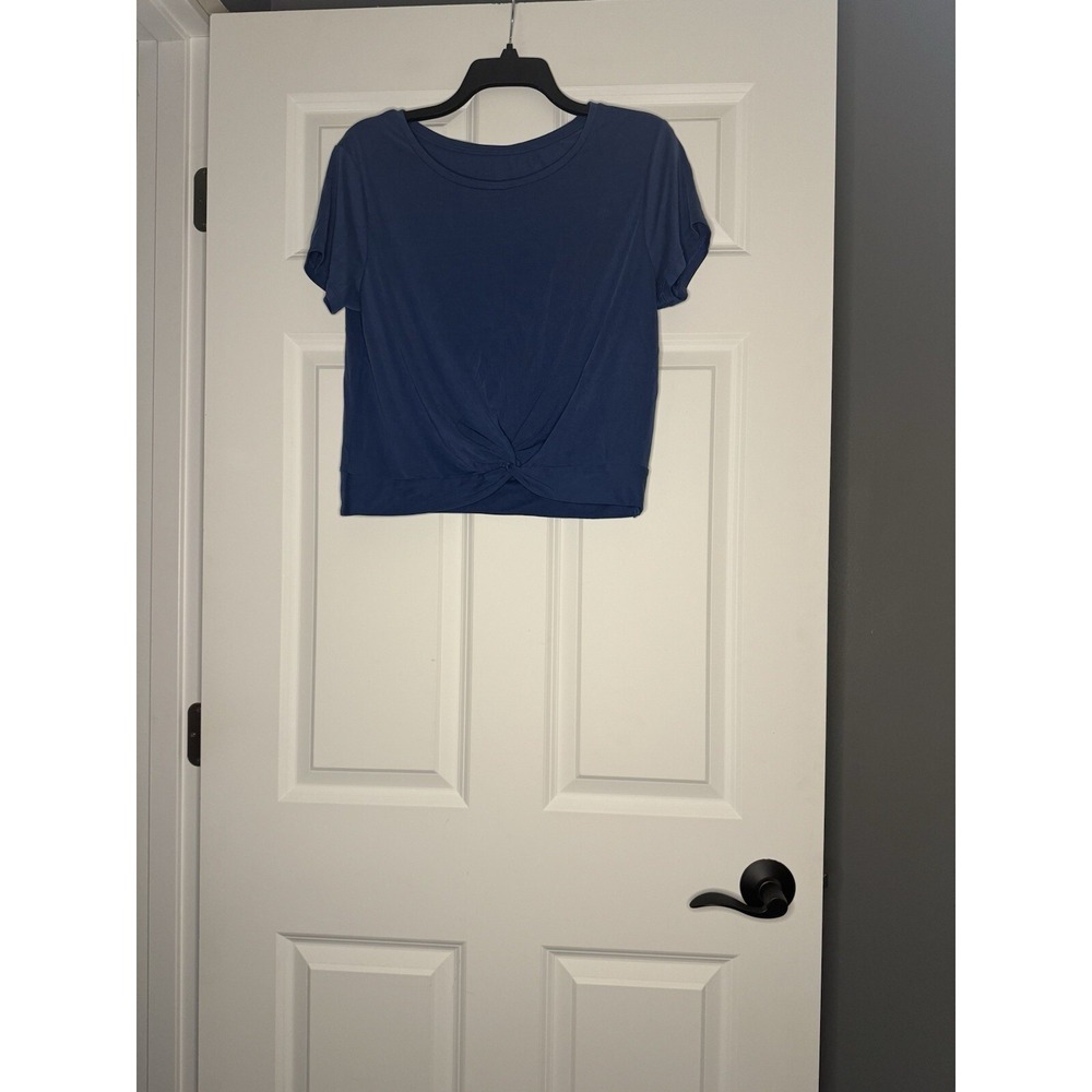 Zyia Active Calm Blue Swirl Twist Front Top Large